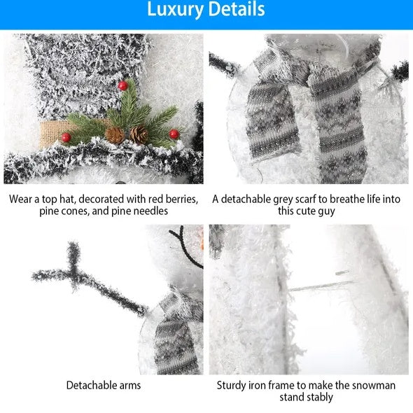 एलईडी क्रिसमस स्नोमैन सजावट लाइट, बैटरी से चलने वाली, बंधनेवाला