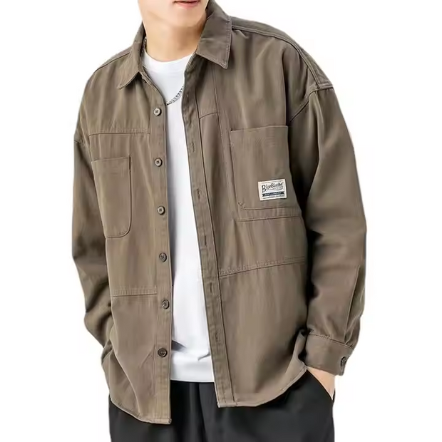 पुरुषों के लिए पॉकेट वाली कैज़ुअल लंबी आस्तीन वाली शर्ट, स्प्रिंग कलेक्शन ट्विल फ़ैब्रिक {2 का सेट} 