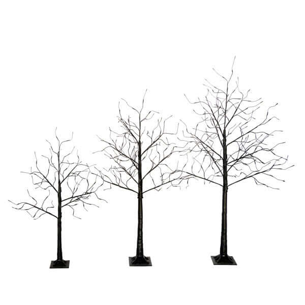 Halloween ghost trees with lights, three spooky silhouette trees for Halloween décor.
